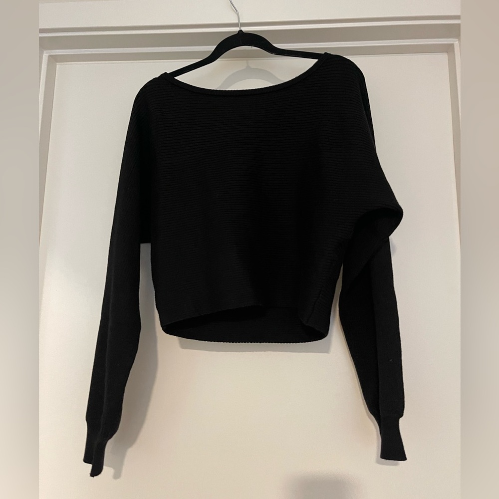 Wide neck black sweater